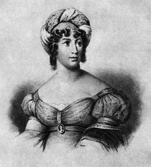 Д. Хопвуд (р. 1795). Портрет мадам де Сталь. Гравюра резцом и пунктиром